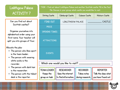 Research activity from Historic Places in Scotland Social Studies pack, First Level