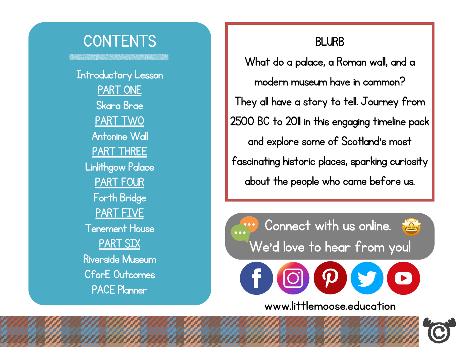 Contents page from Historic Places in Scotland Social Studies pack at First Level