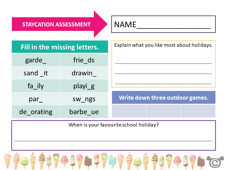 Assessment task from Holidays Social Studies pack, Early Level