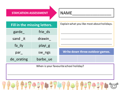 Assessment task from Holidays Social Studies pack, Early Level