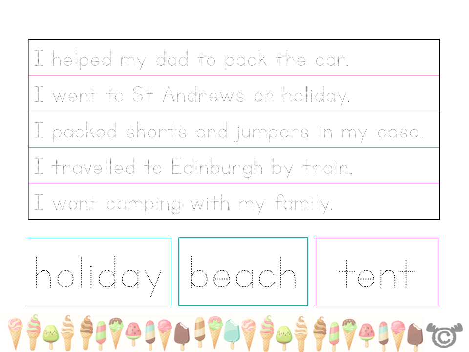 Handwriting activity from Holidays Social Studies pack, Early Level