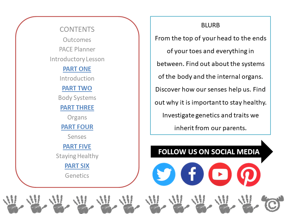 Contents page from Human Body Science pack at Second Level