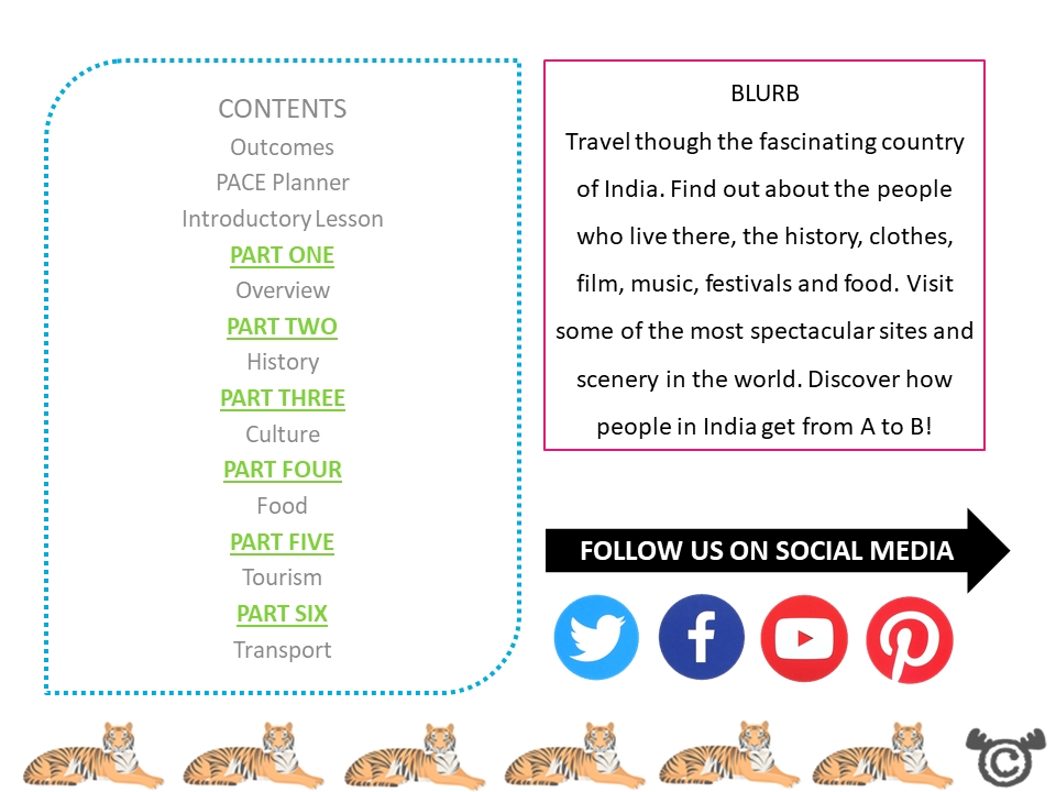 Contents page from India Social Studies pack at Second Level