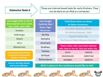 Extension tasks from India Social Studies pack, Second Level
