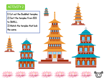 Matching activity from Introducing Buddhism RME pack, Early Level