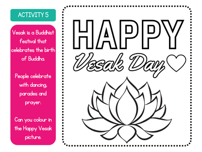 Colouring activity from Introducing Buddhism RME pack, Early Level