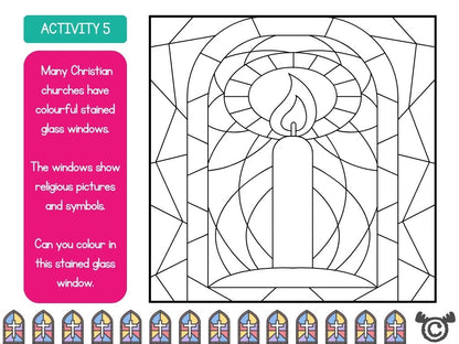 Colouring activity from Introducing Christianity RME pack, Early Level