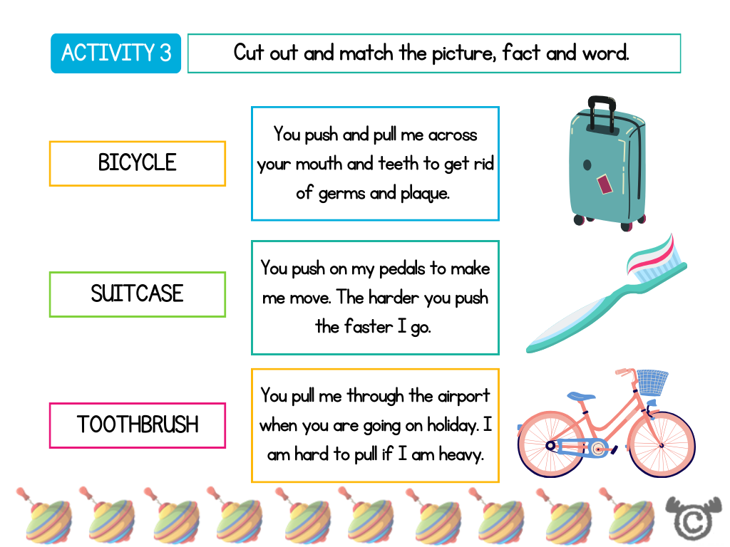 Matching activity from Introducing Forces Science pack, Early Level