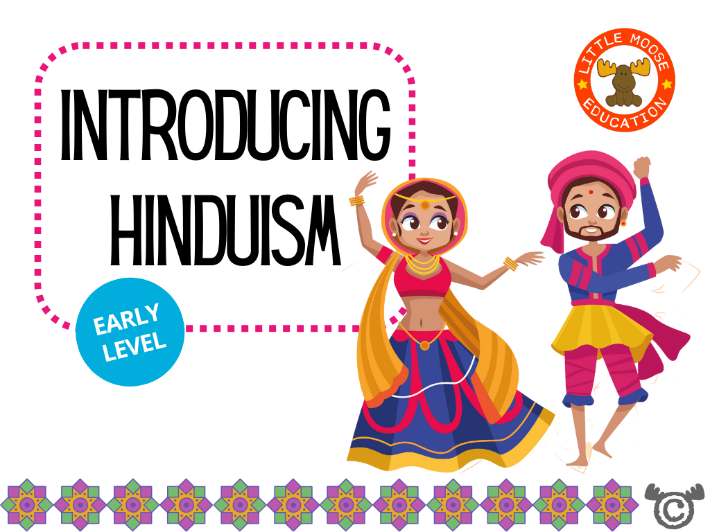 Introducing Hinduism digital topic pack front cover, RME Early Level, Curriculum for Excellence