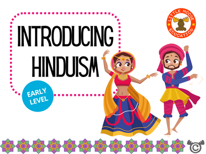 Introducing Hinduism digital topic pack front cover, RME Early Level, Curriculum for Excellence
