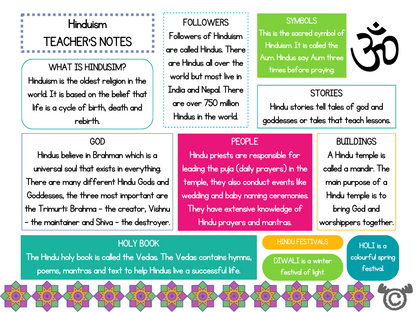 Teacher’s notes from Introducing Hinduism RME pack, Early Level