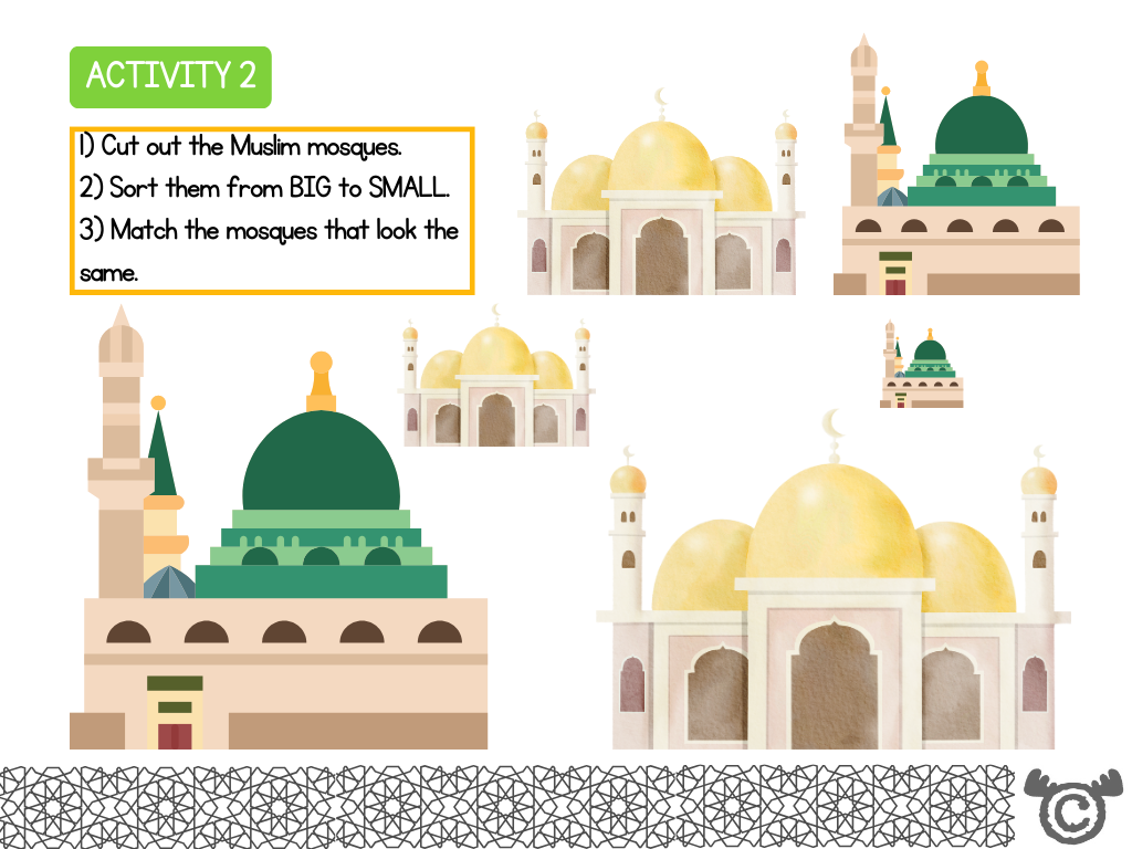 Matching activity from Introducing Islam RME pack, Early Level