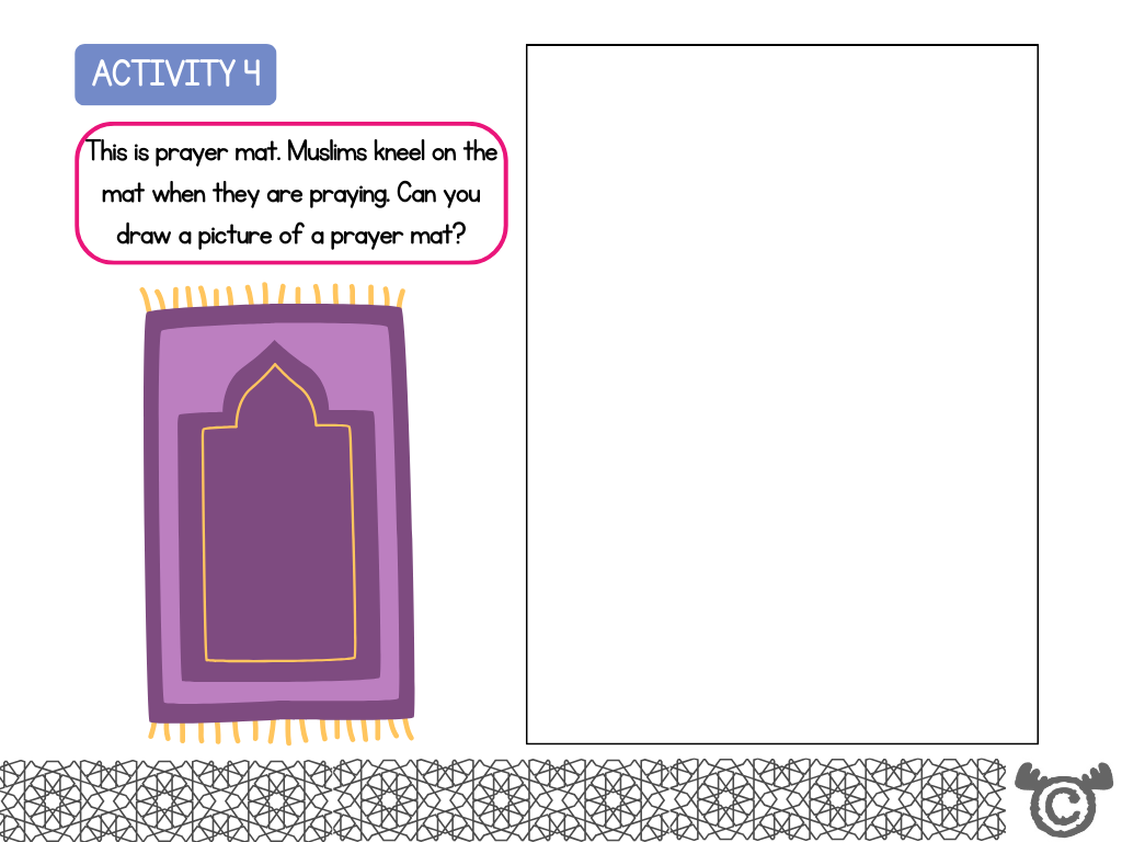 Drawing activity from Introducing Islam RME pack, Early Level
