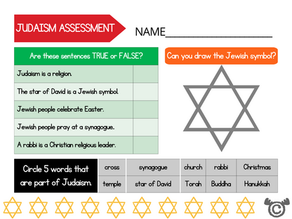 Assessment task from Introducing Judaism RME pack, Early Level