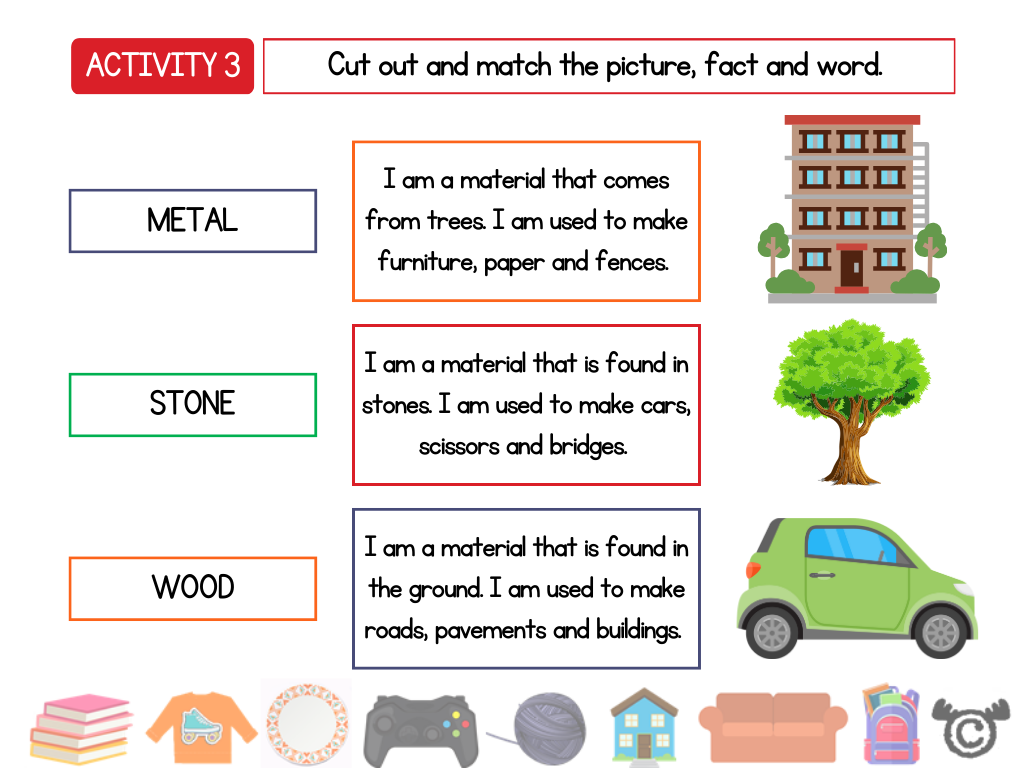 Matching activity from Introducing Materials Science pack, Early Level