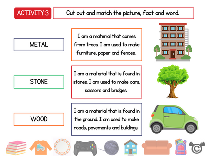 Matching activity from Introducing Materials Science pack, Early Level