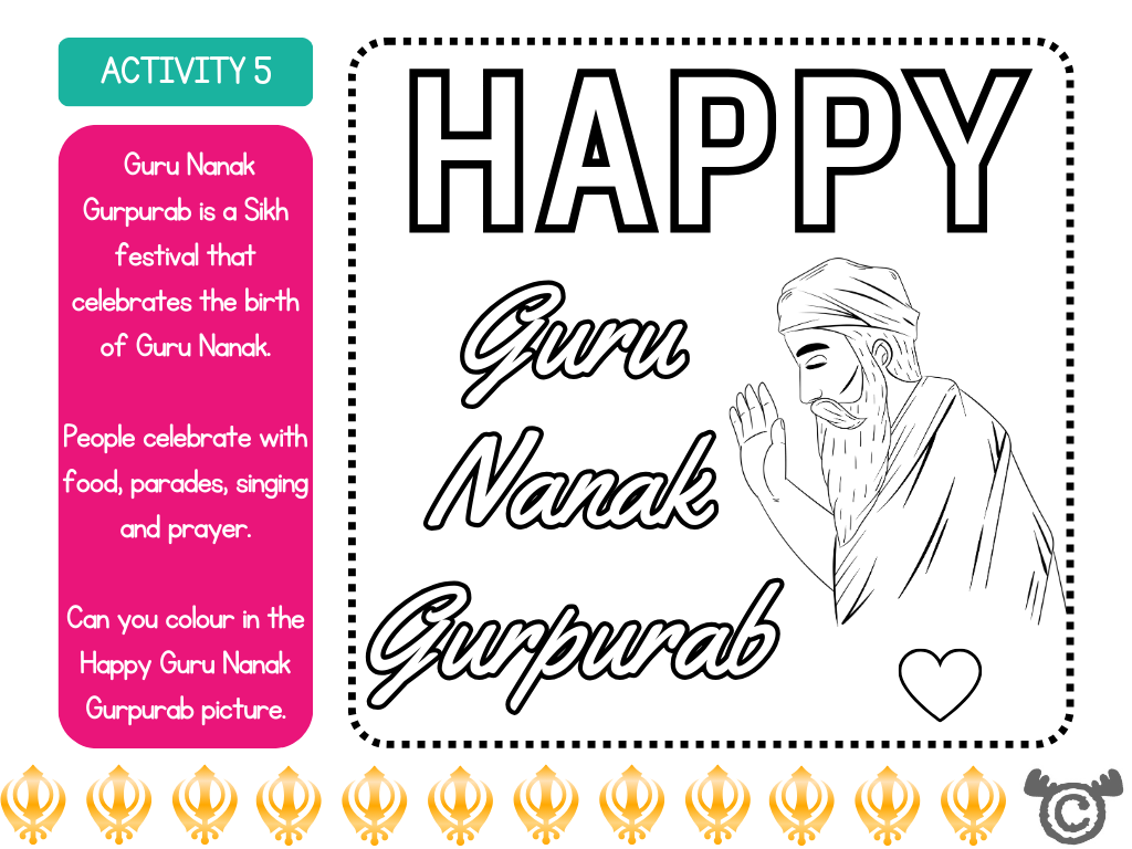 Colouring activity from Introducing Islam RME pack, Early Level