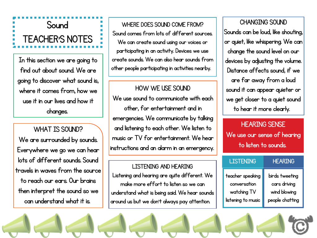 Teacher’s notes from Introducing Sound Science pack, Early Level