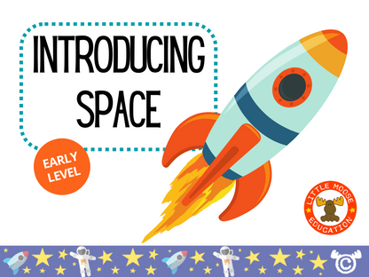 Introducing Space digital topic pack front cover, Science Early Level, Curriculum for Excellence