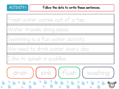 Sorting activity from Introducing Water Science pack, Early Level