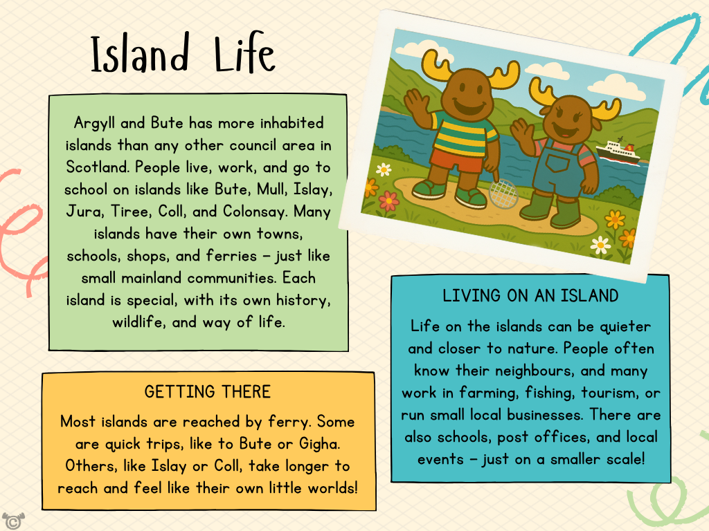 Island Life notes from My Area – Argyll and Bute Social Studies pack, First Level