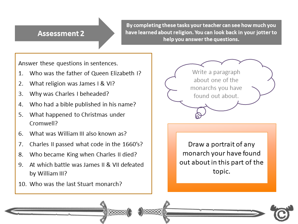 Assessment task from Jacobites Social Studies pack, Second Level