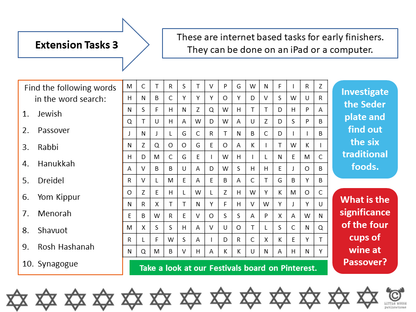 Extension tasks from Judaism RME pack, Second Level
