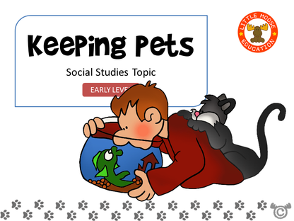 Keeping Pets digital topic pack front cover, Social Studies Early Level, Curriculum for Excellence