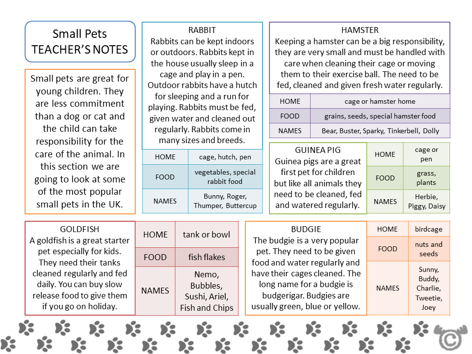 Teacher’s notes from Keeping Pets Social Studies pack, Early Level