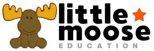 Little Moose Education horizontal logo with cartoon moose and star