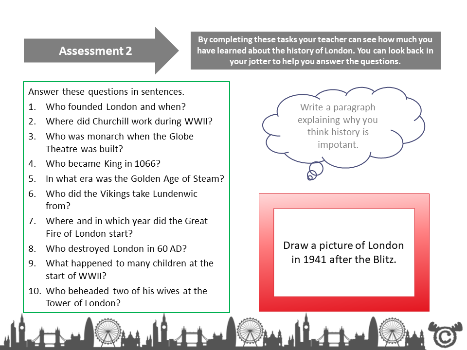 Assessment task from London Social Studies pack, Second Level