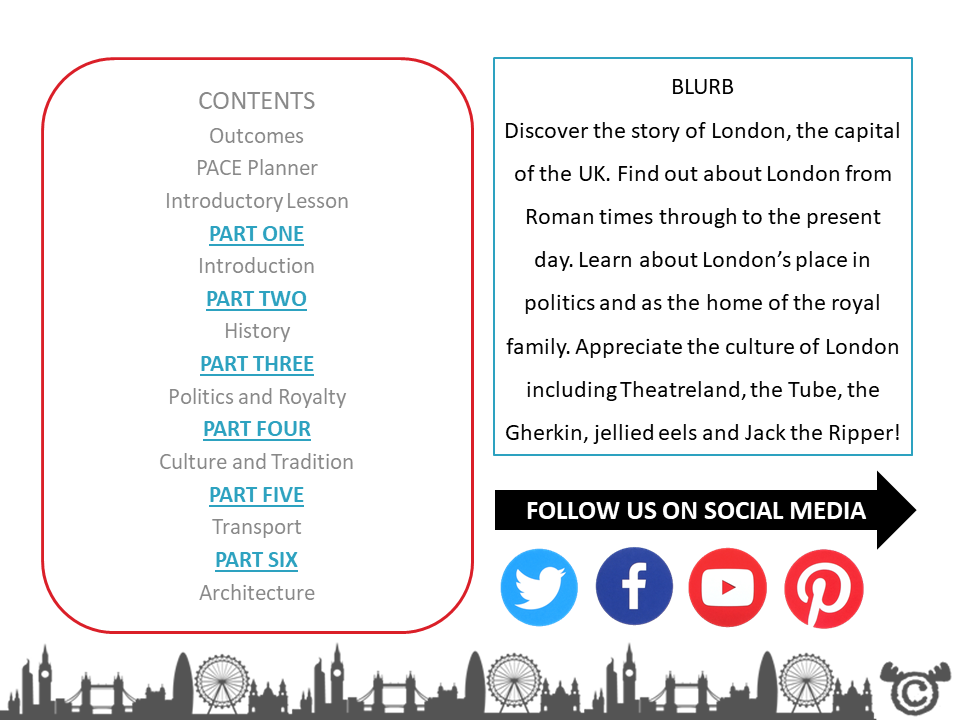 Contents page from London Social Studies pack at Second Level