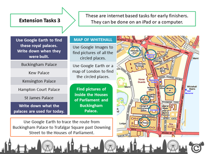 Extension tasks from London Social Studies pack, Second Level