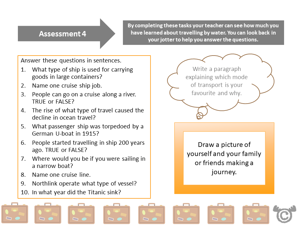 Assessment task from Making Journeys Social Studies pack, First Level