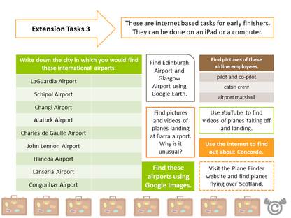 Extension tasks from Making Journeys Social Studies pack, First Level