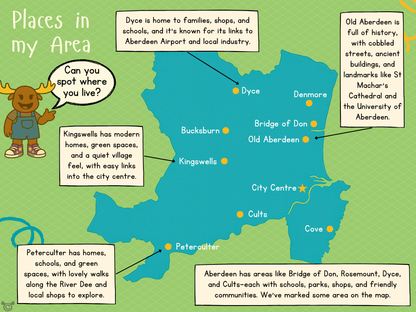 Map of Aberdeen from My Area – Aberdeen Social Studies pack, First Level