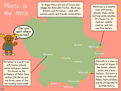 Map of Angus from My Area – Angus Social Studies pack, First Level