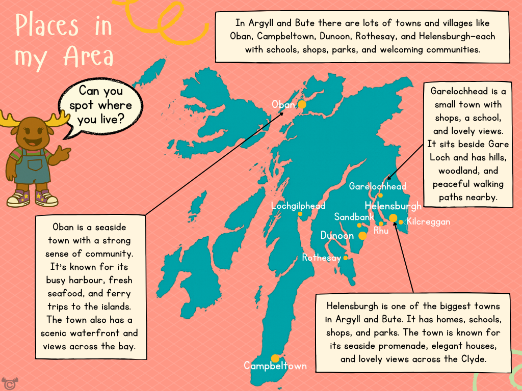Map of Argyll and Bute from My Area – Argyll and Bute Social Studies pack, First Level