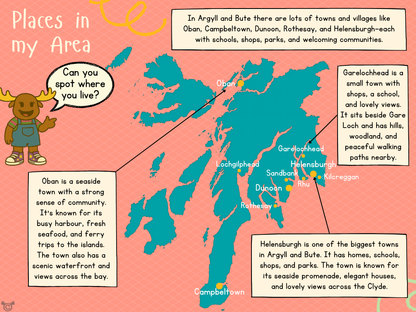 Map of Argyll and Bute from My Area – Argyll and Bute Social Studies pack, First Level