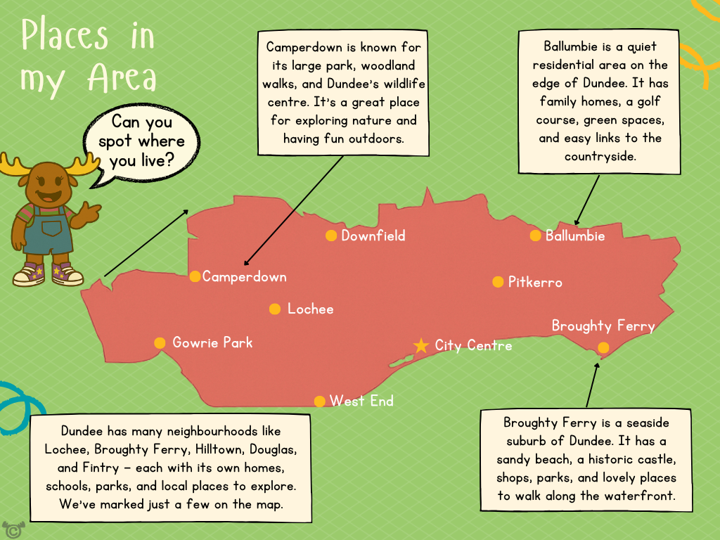 Map of Dundee from My Area – Dundee Social Studies pack, First Level