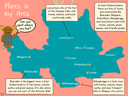 Map of East Dunbartonshire from My Area – East Dunbartonshire Social Studies pack, First Level