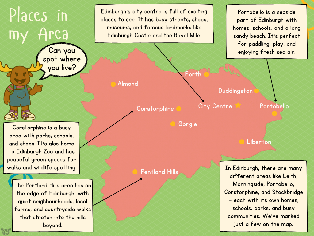 Map of Edinburgh from My Area – Edinburgh Social Studies pack, First Level