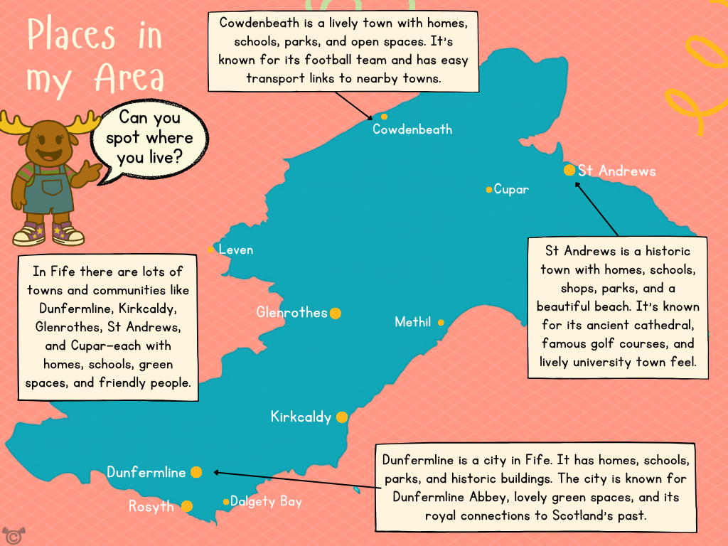 Map of Fife from My Area – Fife Social Studies pack, First Level