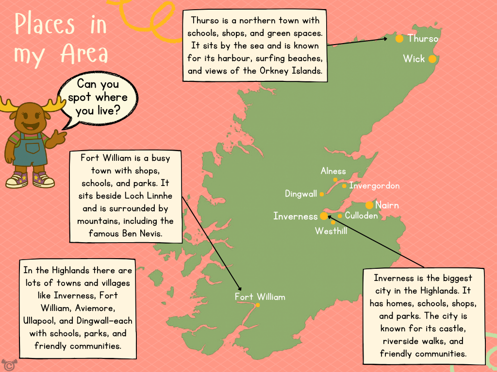 Map of Highland from My Area – Highland Social Studies pack, First Level