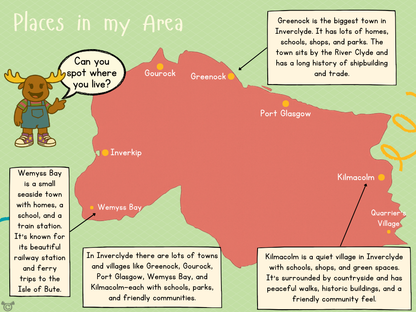 Map of Inverclyde from My Area – Inverclyde Social Studies pack, First Level