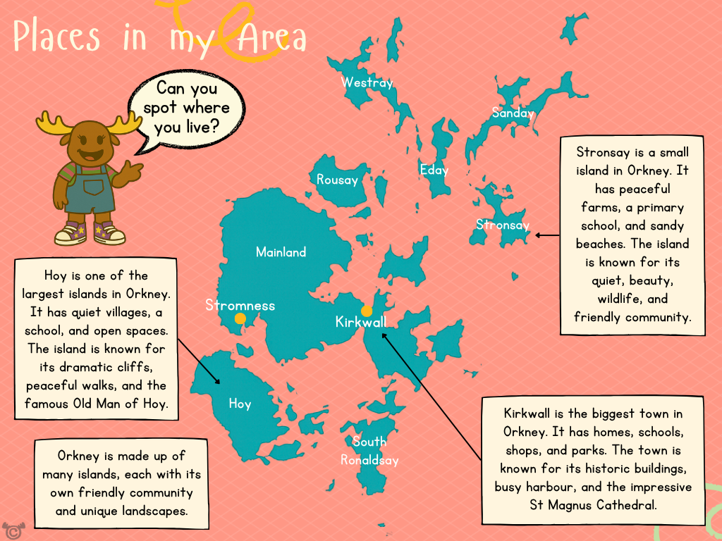 Map of the Orkney Islands from My Area – Orkney Islands Social Studies pack, First Level