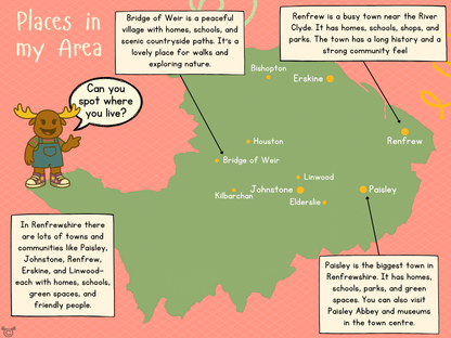 Map of Renfrewshire from My Area – Renfrewshire Social Studies pack, First Level
