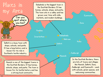 Map of Scottish Borders from My Area – Scottish Borders Social Studies pack, First Level