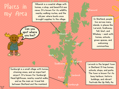 Map of Shetland Islands from My Area – Shetland Islands Social Studies pack, First Level