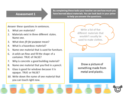 Assessment task from Materials Science pack, Second Level